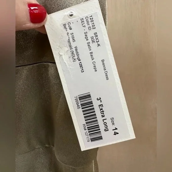 Jenny Yoo Brenna style Sage long cocktail gown/bridesmaid dress NWT sz 14 - Picture 8 of 16